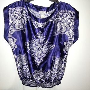 Soulmates blue floral blouse size Large